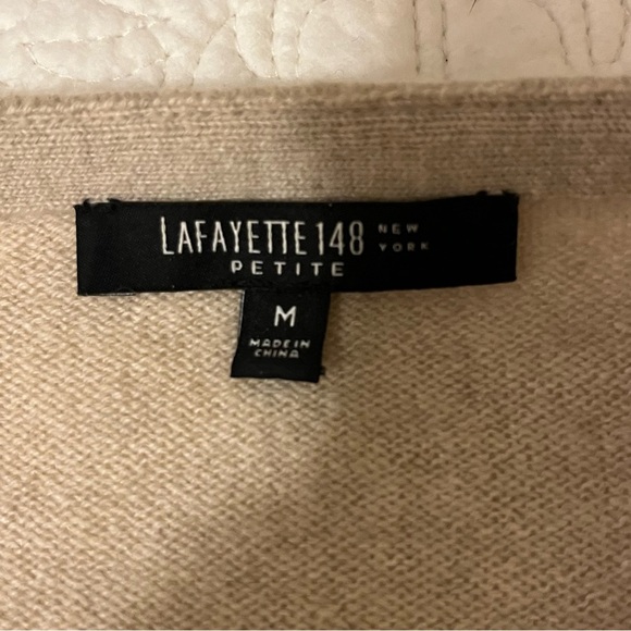 Lafayette 148 New York 100% Cashmere Light Tan Cowl Neck Sweater, size M - Picture 5 of 9